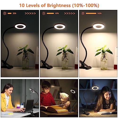 Woputne Desk Lamps Clip on Reading Light for Bed Home Office Craft (Black) - size: Black-1 Piece-Standard-With Adapter