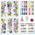 INFUNLY 6pcs Wisteria Floral Cross Stitch Bookmark Kit for Adults DIY Purple Vine Embroidery Bookmark Kits Butterfly Purple Flower Cross-Stitch Pre-Printed Bookmarks with Instructions for Book Lovers - style: Purple Flowers