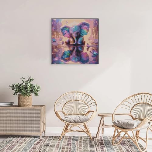 Elephant Stamped Cross Stitch Kits for Adults Beginner Embroidery Crafts - color: elephant