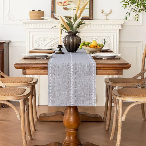 Rustic Linen Table Runner, Grey Table Runners 36 inches Long - color: Light Grey, size: 13×36 Inch