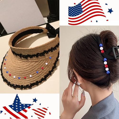 DUQGUHO Red White and Blue Beads, 8mm Patriotic Beads for Crafts - color: Red&Blue&White, size: 8mm