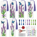 ACRNIGHEET 6PCS Cross Stitch Bookmark Kit for Beginner Stamped Cross Stitch Kits for Adults Lavender DIY Tassel Embroidery Bookmark Kits Needlepoint Kit with Instructions Craft Gift 8.5''x3'' 11CT - style: Lavender Butterfly with Tassel