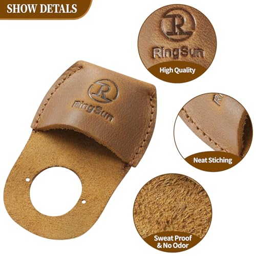 RingSun Thumb Guard Wood Carving Tools, Leather Finger Protector, Handmade Carpenter Working Carving Kit Accessories - color: Bourbon Brown