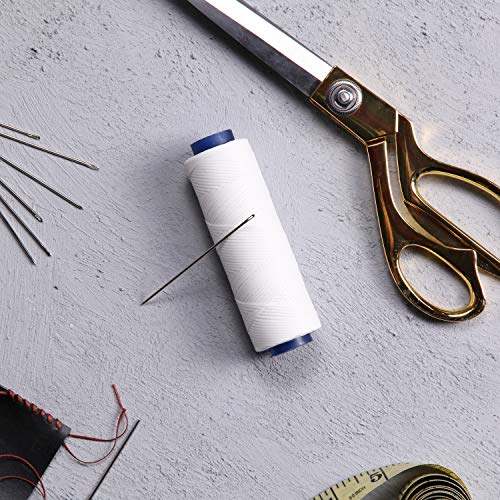 Waxed Thread, Strong Thread for Leather, Upholstery, Shoe, Bag, incl. Needle (Colour: White) - color: White