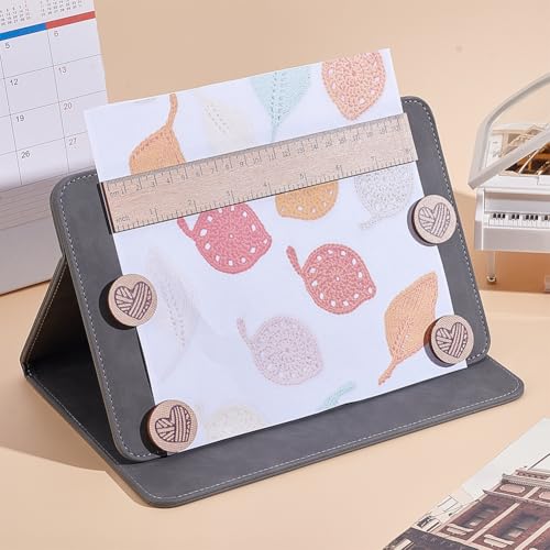 HOBBIESAY Knitting Pattern Holder Knittings Chart Keeper Knitting Tool Grey Knit Tool Accessories Foldable Knittings Chart Keeper with Ruler for Fixed Crochet Patterns on Knit Pattern Holder - color: Dark Gray