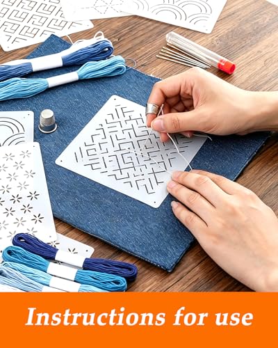eZAKKA 30Pk Sashiko Stencils 4.7x4.7in, Reusable Patterns for Craft Sewing - color: Sashiko Pattern Set(30Pcs)