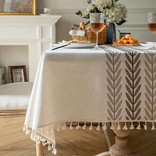 Oubonun Tablecloths for Rectangle Tables - color: Beige, Wine Leaf, size: 86" x 55" (Rectangular)