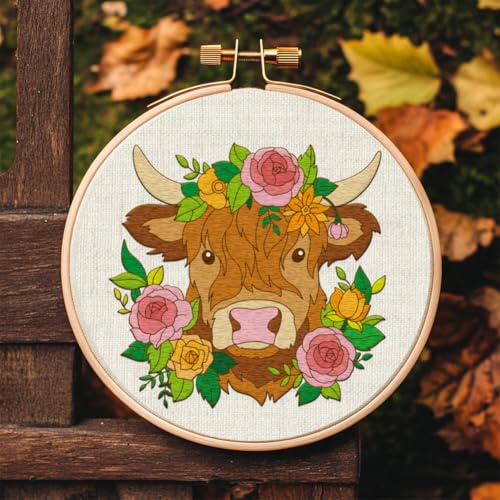 21Pcs Floral Highland Cow Water Soluble Hand Sewing Stabilizers - style: Highland Cow