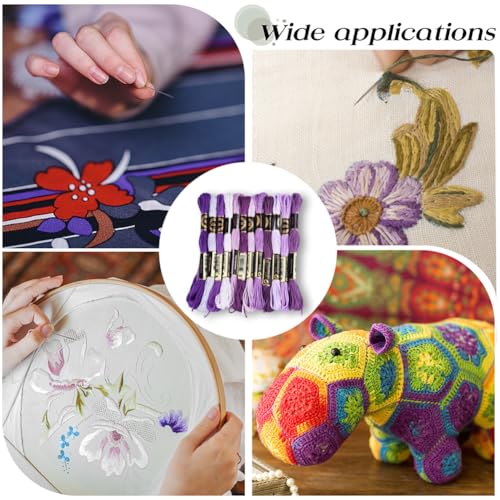 12 Skeins 6 Strands Purple Embroidery Floss String for Knitting - color: Light Purple