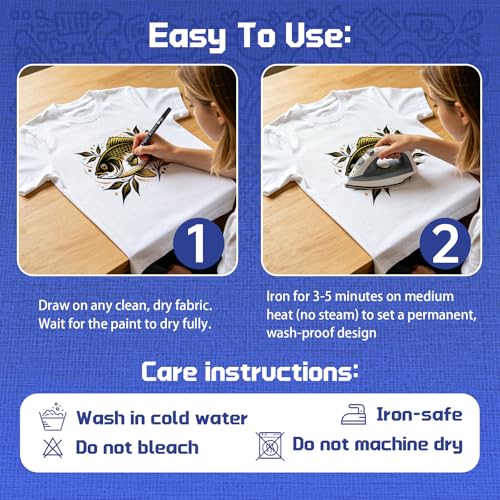4 Fabric Markers, Fabric Paint Permanent for Clothes, Acrylic Paint Pens
