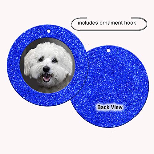The Original Mini Glitter Photo Christmas Ornaments, Magnetic Easy-Load Picture Frame Ornament, Includes Photo Protectors Plus Hooks for Hanging, Round, Blue 6-Pack - color: Blue