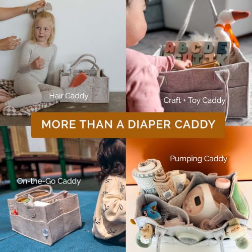 Parker Baby Co. Felt Diaper Caddy Organizer - Regular, Oatmeal - color: Oatmeal (Heathered Brown), size: Regular