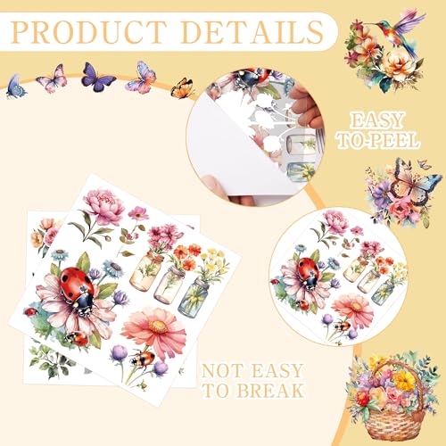 16 Pcs Insect Birds Rub-On Transfers for Furniture & Crafts - style: Insect Birds