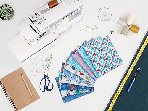 Craftido -25 Options- 100% Cotton Quilting Fabric Bundles 10pcs Fat Quarters 18”x21”-Medium Weight 5.2 oz- Soft Cotton for Quilting, Sewing Project, Patchwork, DIY Crafts – Blue Sea - color: Blue Sea