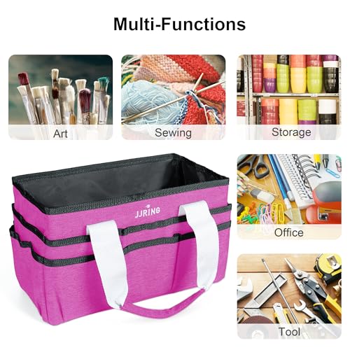 JJRING Craft Organizer Tote Bag Art Storage Caddy Deep Red - color: Deep Red, size: Small