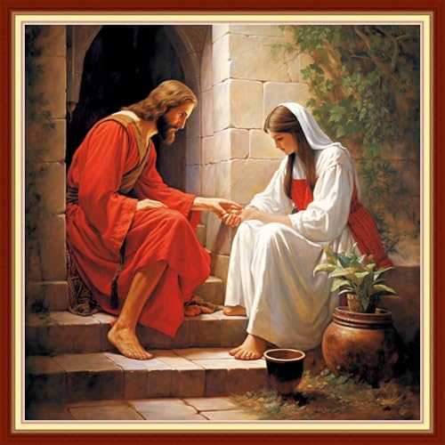 Redxing Stamped Cross Stitch Kits Embroidery kit for Beginners Adults Full Range of Embroidery Patterns Starter Kits DIY Printed Cross Stitch Kits Needlepoint Kits 11CT-Jesus Women's 18x18 inchs - color: Artskits07