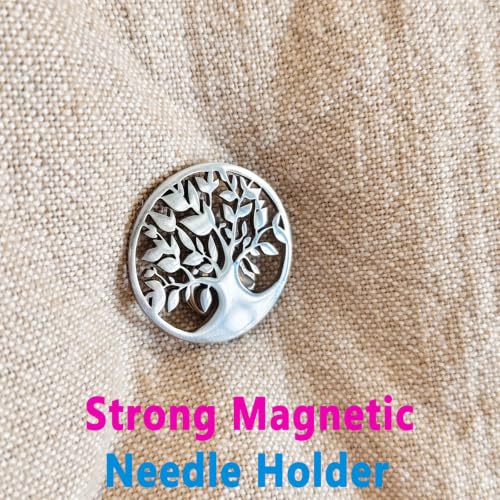 SUNOREEK Tree of Life Magnetic Needle Minder for Cross Stitch, Needle Holder for Embroidery Sewing Needlepoint Accessories, Silver and Gold, Stainless Steel, 2 Pack with Storage Case (Silver Gold) - color: silver gold