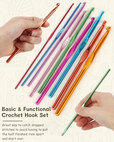 Coopay Crochet Hooks Set-19PCS Metal Crochet Needles with Stitch Markers - color: Multicolor Aluminum Hook Set