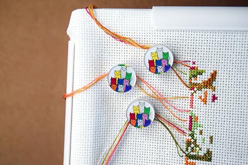 The Set of 3 Parking bobbins Needle minders Floss Holders Keeper Magnetic Clips Tightening Floss Cross Stitch Parking bobbins for Embroidery Frame Scroll Rod qsnap Hoop Tension Clips Thread Catcher