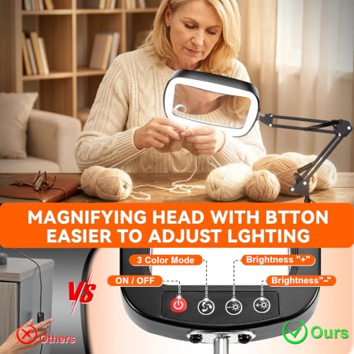 10X 30X Large Magnifying Glass with Light and Stand,Desk Lamp Magnifiers