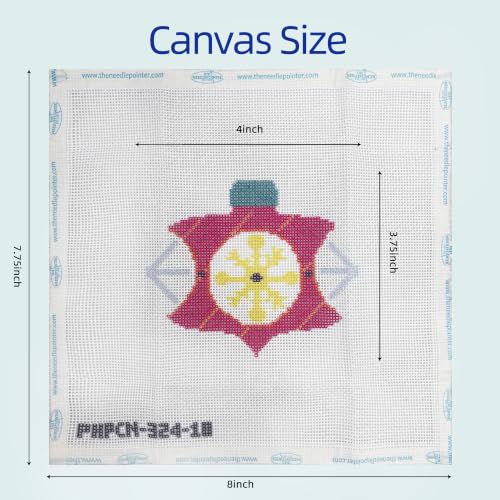 Howie's Needlepoint Bauble Needlepoint Kits for Adults & Beginners, 18 Mesh Printed Needlepoint Canvas, Stamped Patterns Canvas Starter Kits(Festive Baubles 8,4"x 3.75") - color: Festive Baubles 8
