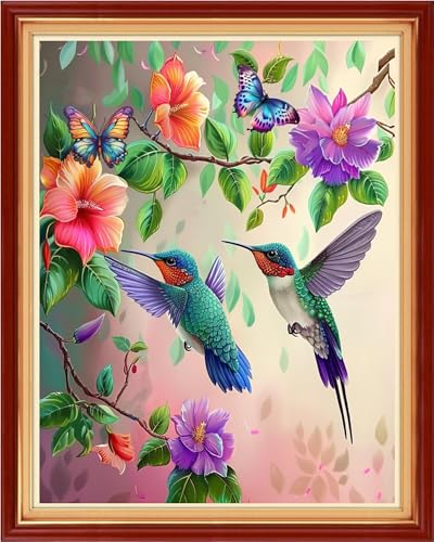 Artvxeay Stamped Cross Stitch Kits - Embroidery Kits for Beginners Cross Stitch Kits for Adults 11 CT Printed Patterns Needlepoint Kits - Hummingbird Flowers 16x20 inch - color: Hummingbird Flowers 16x20 inch