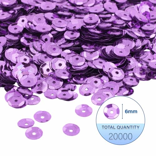 Mandala Crafts 6mm Cup Round Lilac Sequins for Sewing Embroidery - color: Lilac, size: 6mm Cup Sequins