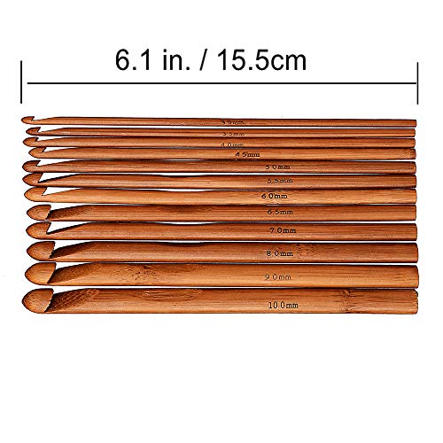 Exquiss 75 PCS Knitting Needles Set, Bamboo Double Pointed Knitting Needles (8-Inch/20cm Length) 15 Sizes: 3mm-10mm, 12pcs Crochet Hooks Set (6.1'' Length), 12 Sizes: 2mm-10mm