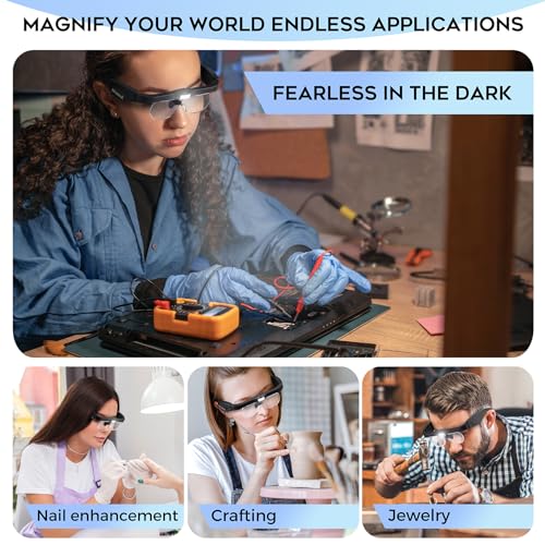 Dilzekui Magnifying Glasses w/Light,1.5X-5X Magnifying Glass Acrylic Lenses - color: Black