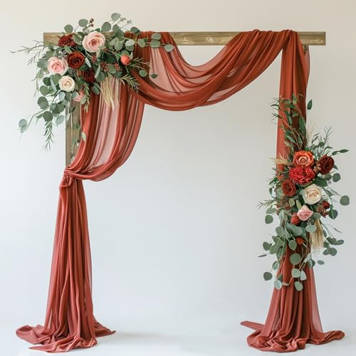 Wedding Arch Draping Fabric 1 Panel Terracotta Sheer Backdrop Drapes - color: Terracotta, size: 1 Panel