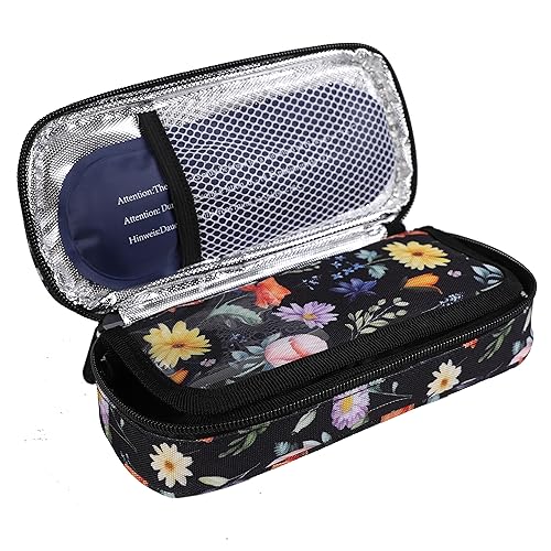apollo walker Insulin Cooler Travel Case Diabetic Medication Cooler with Ice Packs and Insulation Liner insulin travel case tsa approved - color: Floral, size: Small
