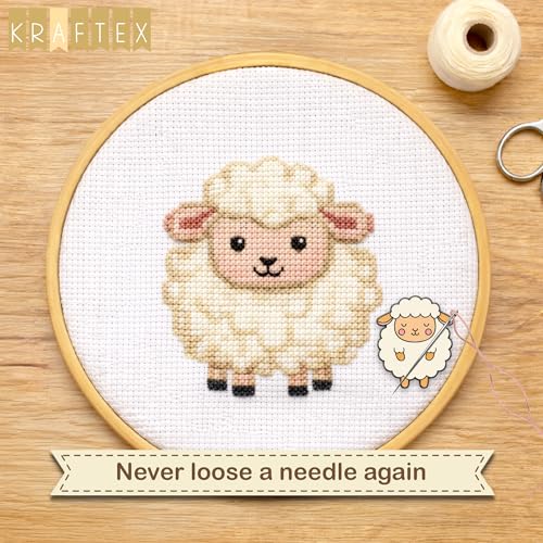 Kraftex Magnetic Needle Minder. Needleminder for Embroidery & Sewing. Cute Needlepoint Accessories. Magnetic Needle Holder for Cross Stitch. Cute Magnet Pin Gift - color: Farm Animals