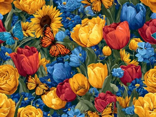Moohue 14ct Counted Stamped Cross Stitch Kits for Adults Printed Flowers Cross Stitch Patterns Art Crafts Cross Stitch Supplies (Flowers 15) - color: Flowers 15