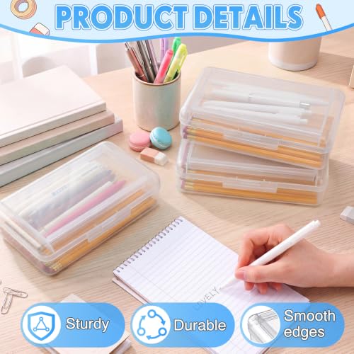 Blulu 6 Pack Double Layer Pencil Boxes Large Capacity,Clear - color: Clear