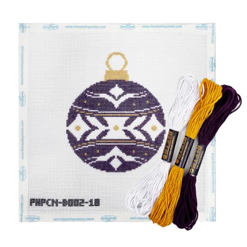 Howie's Needlepoint Bauble Needlepoint Kits for Adults & Beginners, 18 Mesh Printed Needlepoint Canvas, Stamped Patterns Canvas Starter Kits(Blue Bauble,4"x 4") - color: Blue Bauble