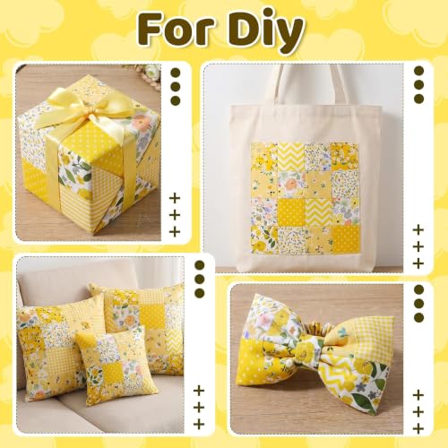 7 Pcs Yellow Printed Cotton Fabric, Precut Quilting Fabric 15.7x19.7 Inch - color: Yellow Daisy