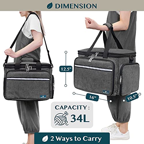 PAVILIA Knitting Yarn Storage Bag Crochet Organizer for Knitter, Dark Grey - color: Charcoal Grey