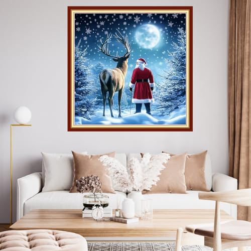 Funchey Stamped Cross Stitch Kits, DIY Cross Stitch Pattern for Adults Beginners Needlepoint Kits Embroidery Kit Arts and Crafts 11CT&Santa Claus Snow Scene 18x18 inchs - color: HandicraftColor05
