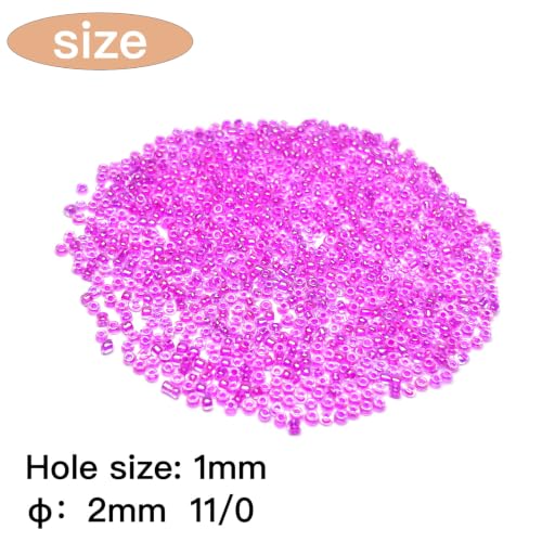 GLRXMX 2100Pcs Glass Beads 2mm Round Seed Beads for Jewelry Making - color: RoseRed