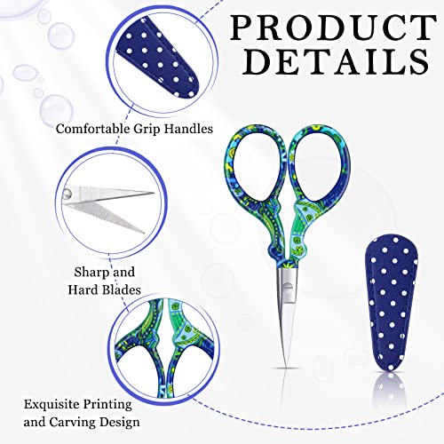 Therwen 6 Pcs 3.6" Embroidery Scissors, Artificial Leather Cover, Colorful - style: Colorful