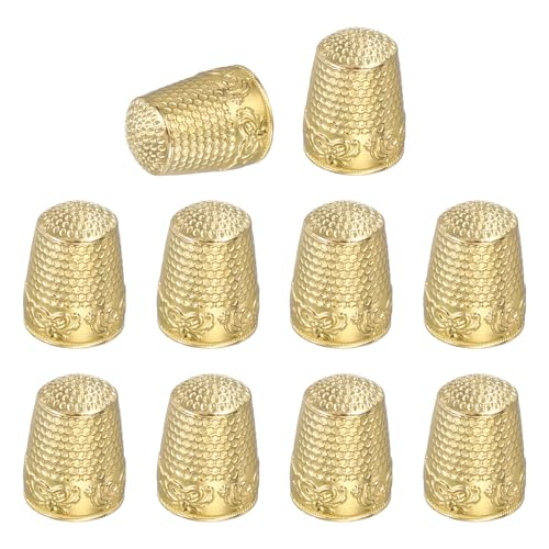 PATIKIL Sewing Thimble 10Pcs Metal Thimbles Hand Sewing Finger Craft Gold - color: Gold