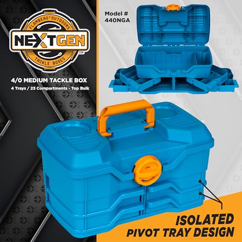 Flambeau Outdoors NextGen 4/0 M Tackle Box 4 Pivot Trays 23 Slots, Blue - size: Medium - Without Tackle Kit - Blue