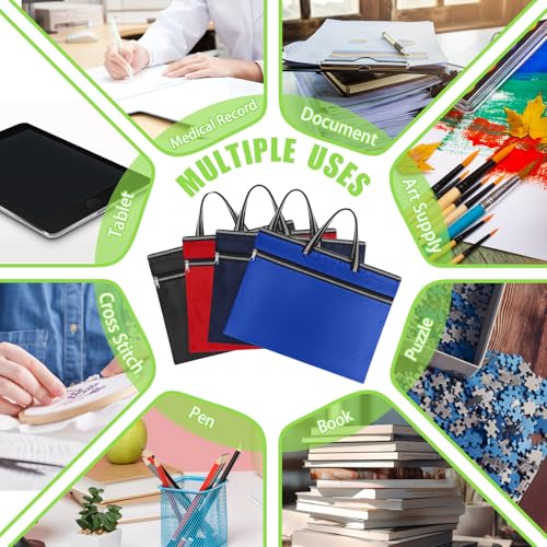 24 Pcs Large Zipper Pouch Handle, Waterproof File Bag, 4 Colors