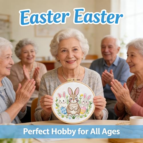 BoAn Rabbit Needlepoint Kit, Embroidery Starter Kit with Hoop & Threads - color: rabbit-3