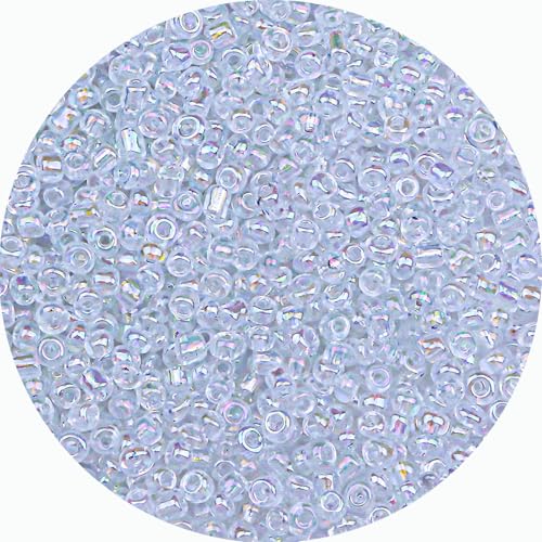 Legefo 4mm Glass Seed Beads Bulk, Transparent White A/B 6/0 Small Mini Pony Seed Beads, Tiny Round Craft Bead for Bracelet Necklace Wrist Jewelry Making Beading Weaving DIY Crafts Supplies, 1000pcs - color: Transparent White A/B
