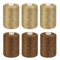 Brown Thread for Sewing, 6 Spools of 1000 Yards Polyester Quilting Thread - color: DarkBrown+Khaki