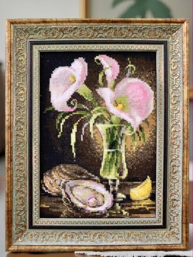 RIOLIS 2267 Calla Lilies and Oyster Counted Cross Stitch Kit 6 x 8.25 in - style: Calla Lilies and Oyster 2267