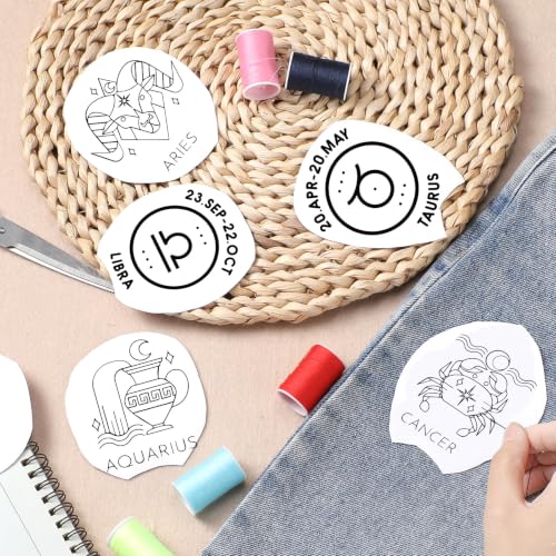 VISSTREE Water Soluble Embroidery Patterns, Zodiac Stick and Stitch Paper - size: Zodiac