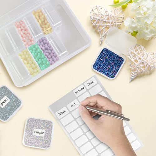Guyuyii 15 Clear Plastic Bead Storage Containers with Hinged Lids & Labels - size: 15 Pcs