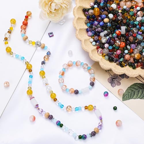 Sureio 1300 Pcs Glass Beads Bulk for Jewelry Making 0. 9 Pounds,Colorful - color: Colorful
